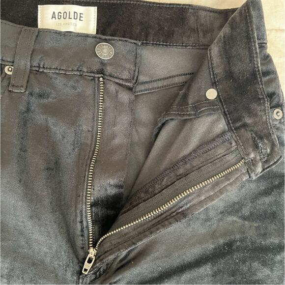 NWT RARE Agolde Black Velvet High Rise Stovepipe Straight Leg Pants Witchy- 27 - Picture 6 of 11